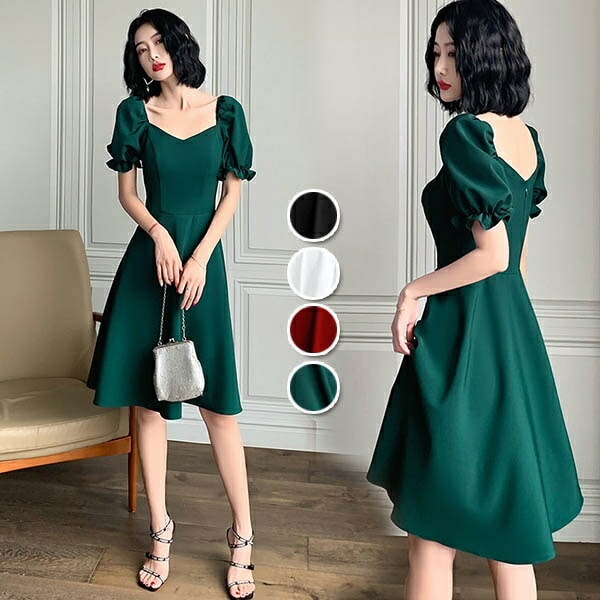 ロングドレス ピアノ発表会 パーティードレス キラキラ レディース ミモレ丈 ロング丈 ブライズメイド 結婚式 母親 ドレス 五分袖 ボリューム袖 袖付き きれいめ 上品 パフスリーブ フォーマル 花