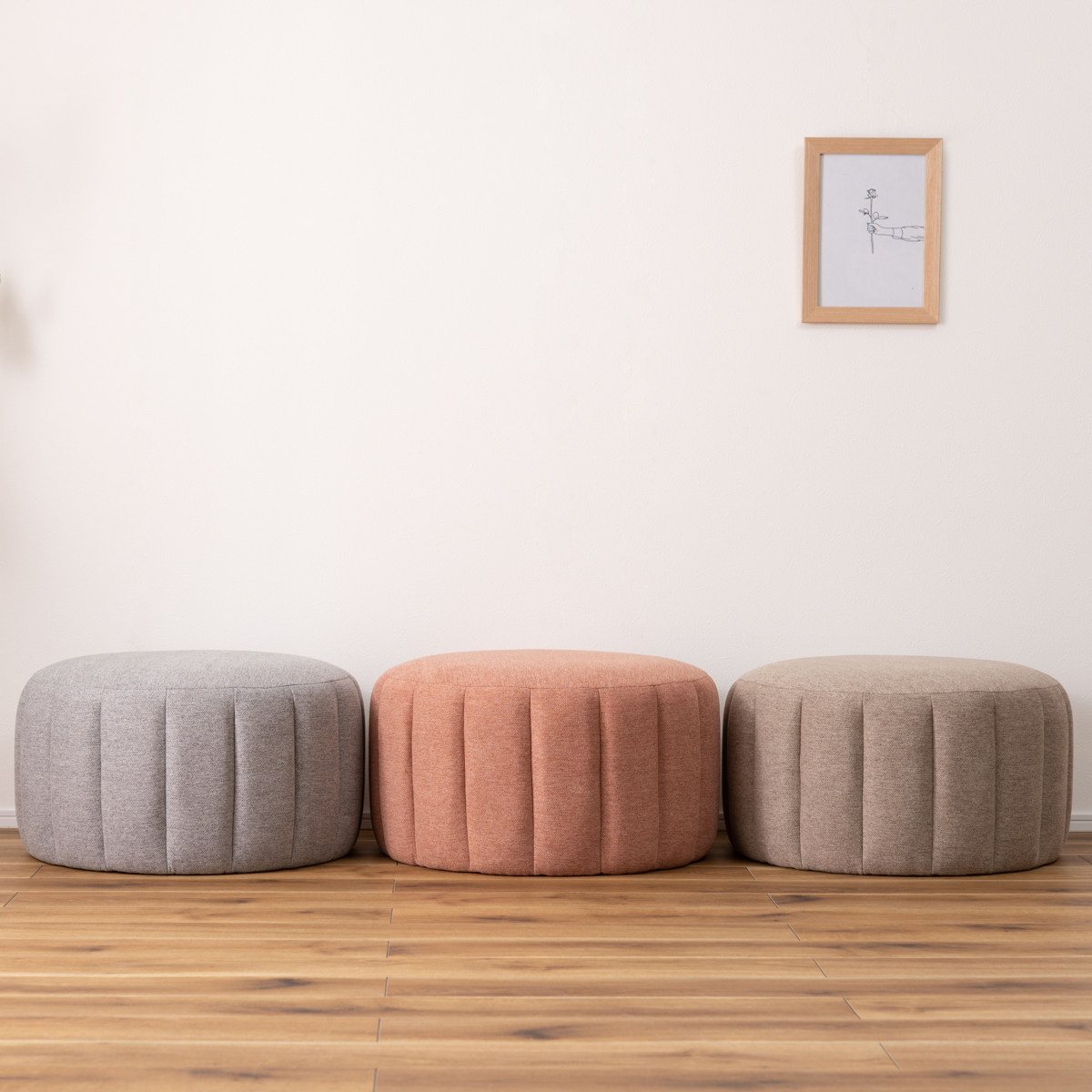 スツール 円型 幅60cm オットマン 丸い 円形 クッション ラウンド フロアクッション テーブル くすみカラー 北欧 韓国風 ガーリー 可愛い おしゃれ