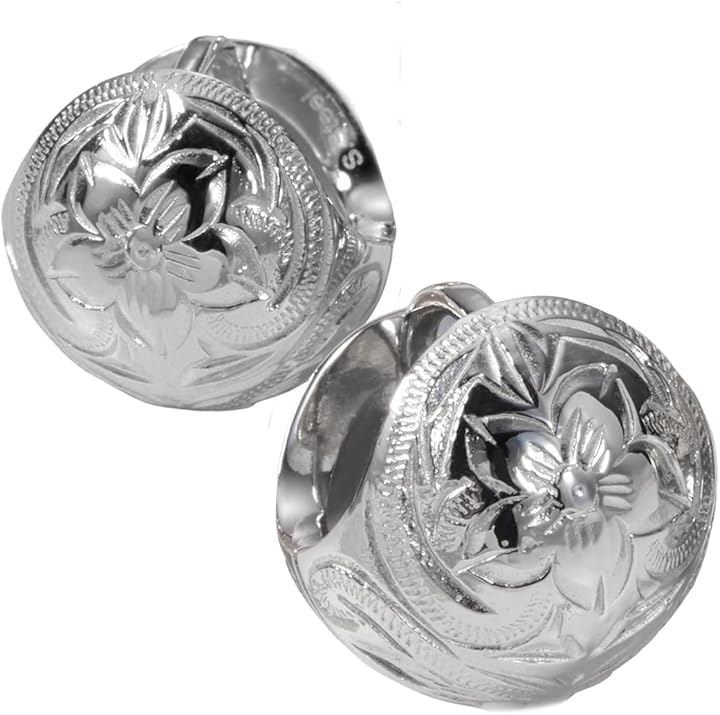 Piena ピエナサージカルステンレス316L 両耳用 1ペア売り ハワイアンジュエリー ボール ラウンド プルメリア スクロール フープピアス シルバー(シルバー(1ペア))