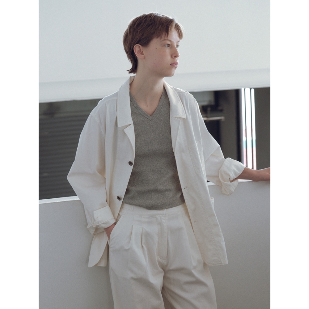 何も書かれていない 90s Vネックスレザートップ (グレー) 8,194円