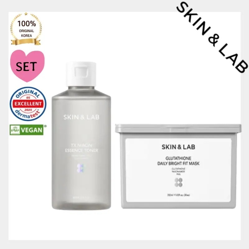 [透明感UP] ski*n&LAB グルタチオン マスク 30枚 + TX ナイア신 トナー 200ml ブライトニング 毛穴