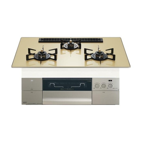 ビルトインガスコンロ プロパンガス用 3口 幅75cm N3S25PWASFSTEC-LP シャンパンゴールドガラストップ プログレ