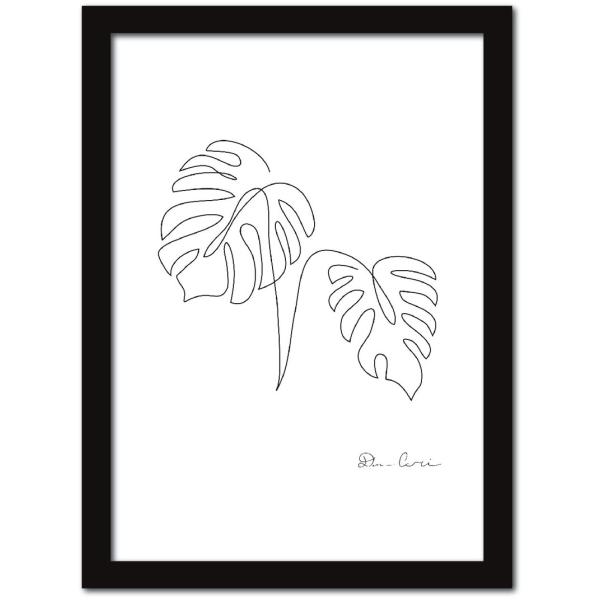 ファブリックパネル アートフレーム おしゃれ ラインアート 壁掛け ウォールデコレーション ラインアート モダンアート LineArt Monstera3 317x440mm