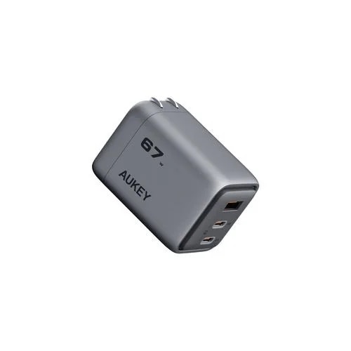 AUKEY PA-C3-GY AC充電器 PD67W Comet USB-Ax1USB-Cx2ポート 折りたたみ式 GaN採用 グレー