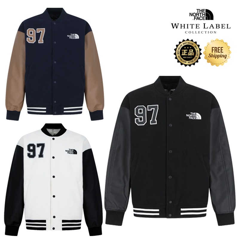 NJ3NR59 WHITE LABEL VARSITY HEAT JACKET 25FW 新作 韓国限定ライン スタジャン 中綿アウター ユニセックス デイリー 韓国コーデ コーデ提案 キャップパンツ