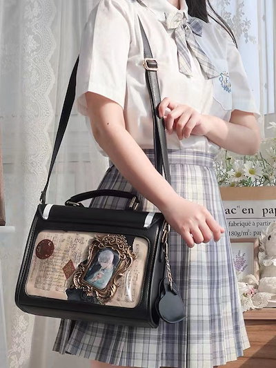メー❤︎翌日発送！圧縮梱包！　【白地黒ハートヌビ×黒チェック】　女の子 DHgate.com:Chic Solid Color Crossbody Bag for Women - Small