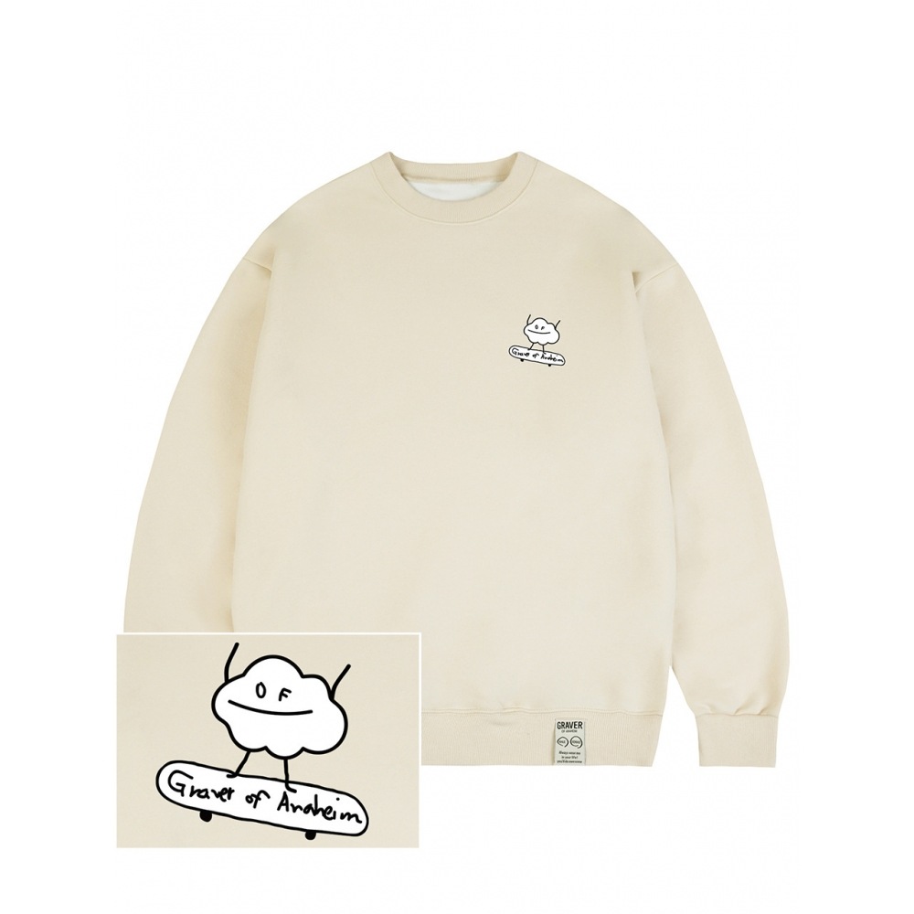 GRAVER クラウドボードスマイルスウェットシャツクリーム