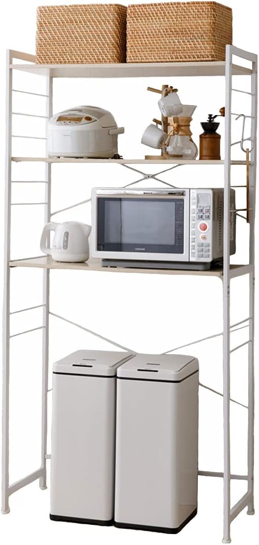 エムール キッチンラック ゴミ箱上ラック レンジ台 幅90 スリム キッチン 収納 棚 レンジボード 4段 ゴミ箱が置ける HEIM ホワイト