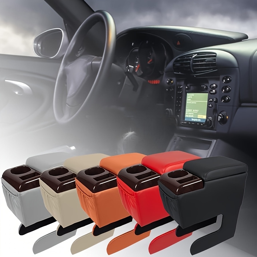 ユニバーサル車用アームレストボックス カップホルダー付き クッションカバー付き コンソール収納ボックス トラック・SUV・バン対応 多機能 車内アクセサリー 簡単取付 小物整理