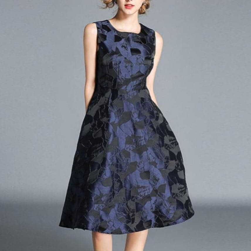 ワンピース 上着 人気 おすすめ おしゃれ お洒落 激安 安い プチプラ 肩出し ノースリーブ Aライン 膝丈ラウンドネック 丸首 柄 韓国 きれいめ 大人 上品 フォーマル 秋 l