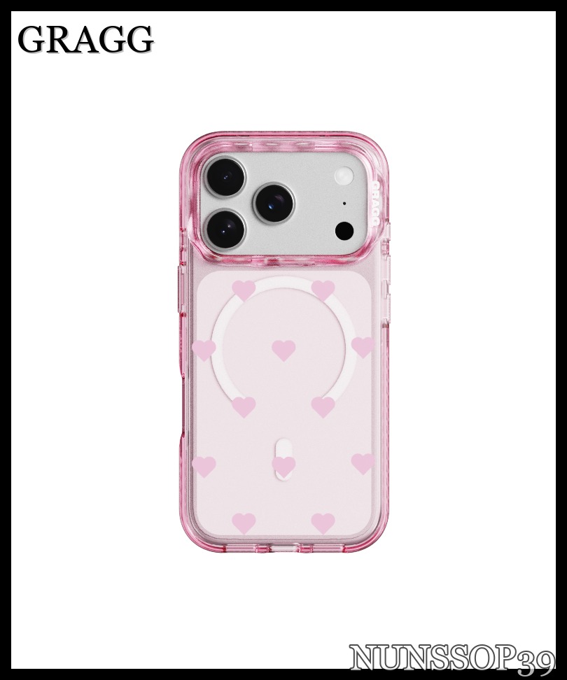 GRAGG MAGSAFE LAYERS FRAME CASE CLEAR PINK - HEART DOT