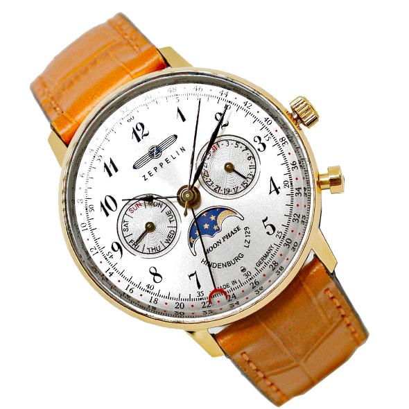 ZEPPE 腕時計 レディース 時計 7039-1 ムーンフェイス　 アンティーク調 シルバーホワイト文字盤