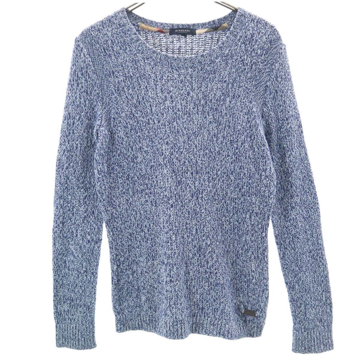 BURBERRY LONDON バーバリーロンドン 日本製 長袖 ニット 1 ブルー 三陽商会 メンズ 古着