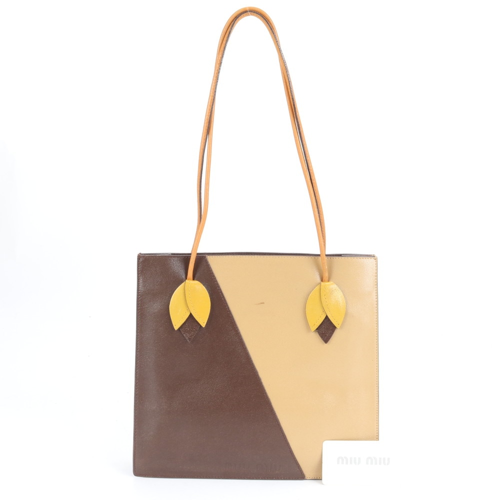 レザー ショルダーバッグ 肩掛け トート ハンド 本革 ブラウン 茶色 ブランド レディース RRM CM7-3 中古