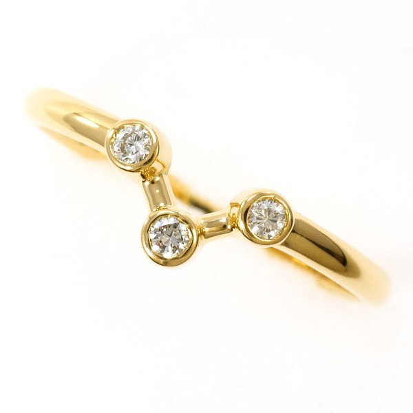 K18 18金 YG リング 13号 ダイヤ 0.08 中古