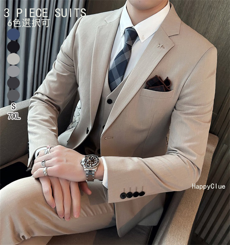 春新作 スーツ メンズ タキシード 6色選択可 パンツスーツ スリーピース 演奏会 発表会 おしゃれスーツ 紳士服 礼服 メンズスーツ 春夏秋冬 フォーマル 結婚式 二次会 ビジネススーツ オフィス