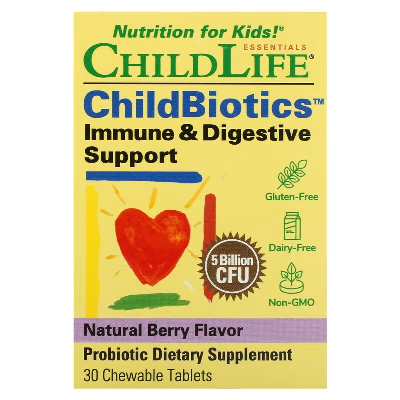 ChildLife Essentials LiveBiotics（ライブバイオティクス） 環境に負けない体づくりとすっきりサポート 天然ベリー風味 50億CFU チュアブルタブレット30粒