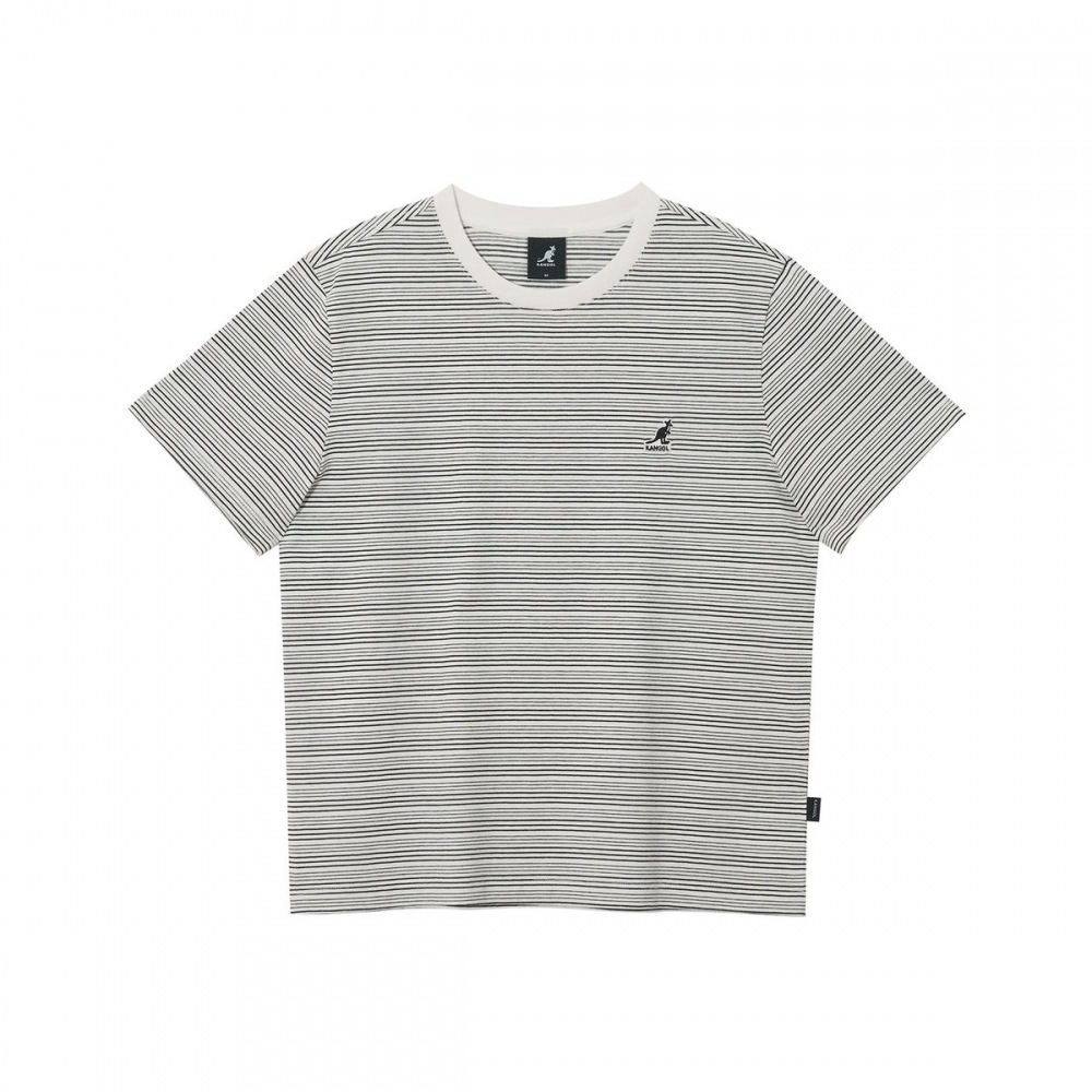 ウィメンズ ミックス ストライプ 半袖 Tシャツ ブラック (KREWST27940)