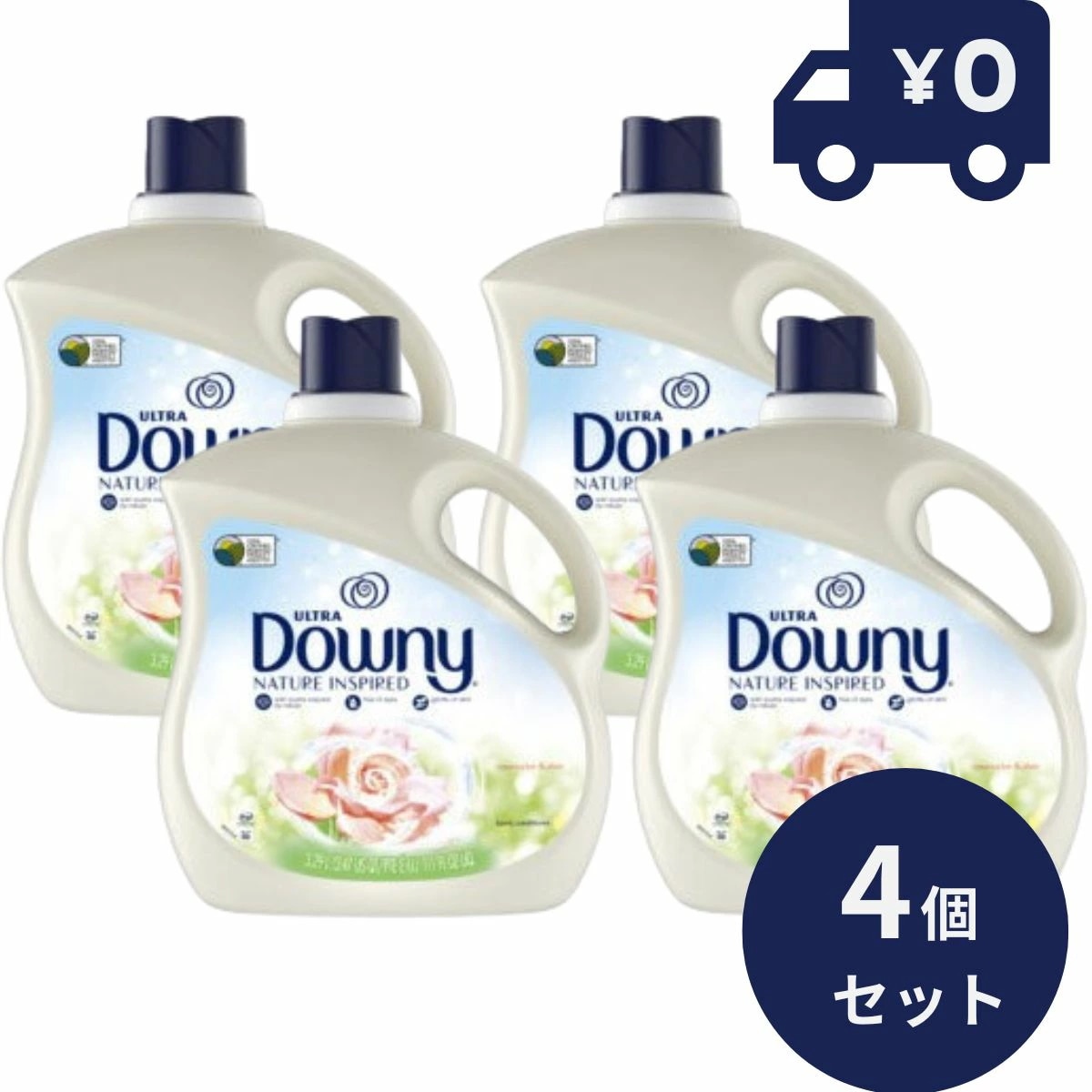 ダウニー ネイチャーブレンド ローズウォーター&アロエ 111oz 3290ml 4個セット 液体柔軟剤 濃縮タイプ ダウニー downy 大容量 本体 特大 洗濯 ボトル ランドリー 液体