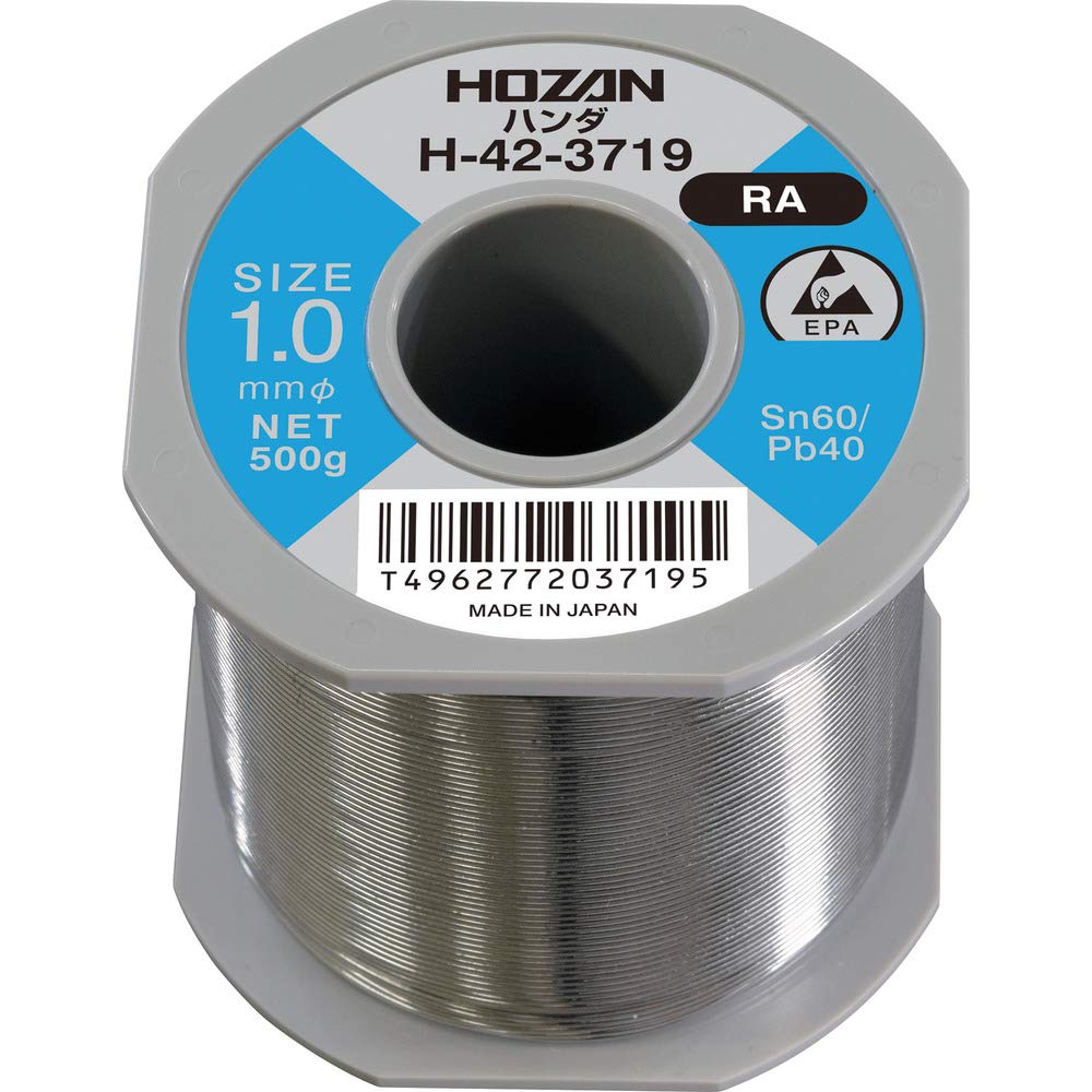 (HOZAN) ハンダ スズ60% 鉛40% 重量500ｇ 長さ86ｍ 線径1.0ｍｍΦ H-42-3719