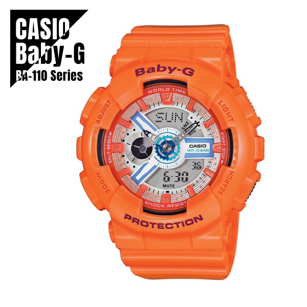 【即納】 CASIO カシオ Baby-G ベビーG BA-110シリーズ BA-110SN-4A オレンジ 腕時計 レディース