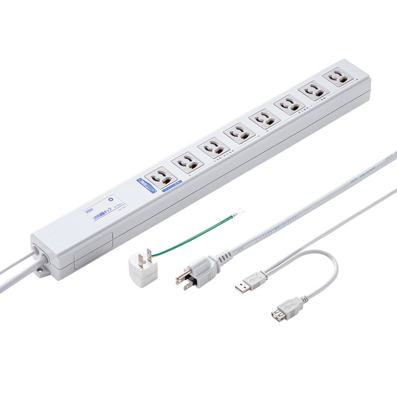 USB連動タップ 3P 8個口 2m TAP-RE4UN