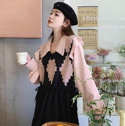 Ame no chi Hare アメノチハレプチドットドッキングニットワンピース