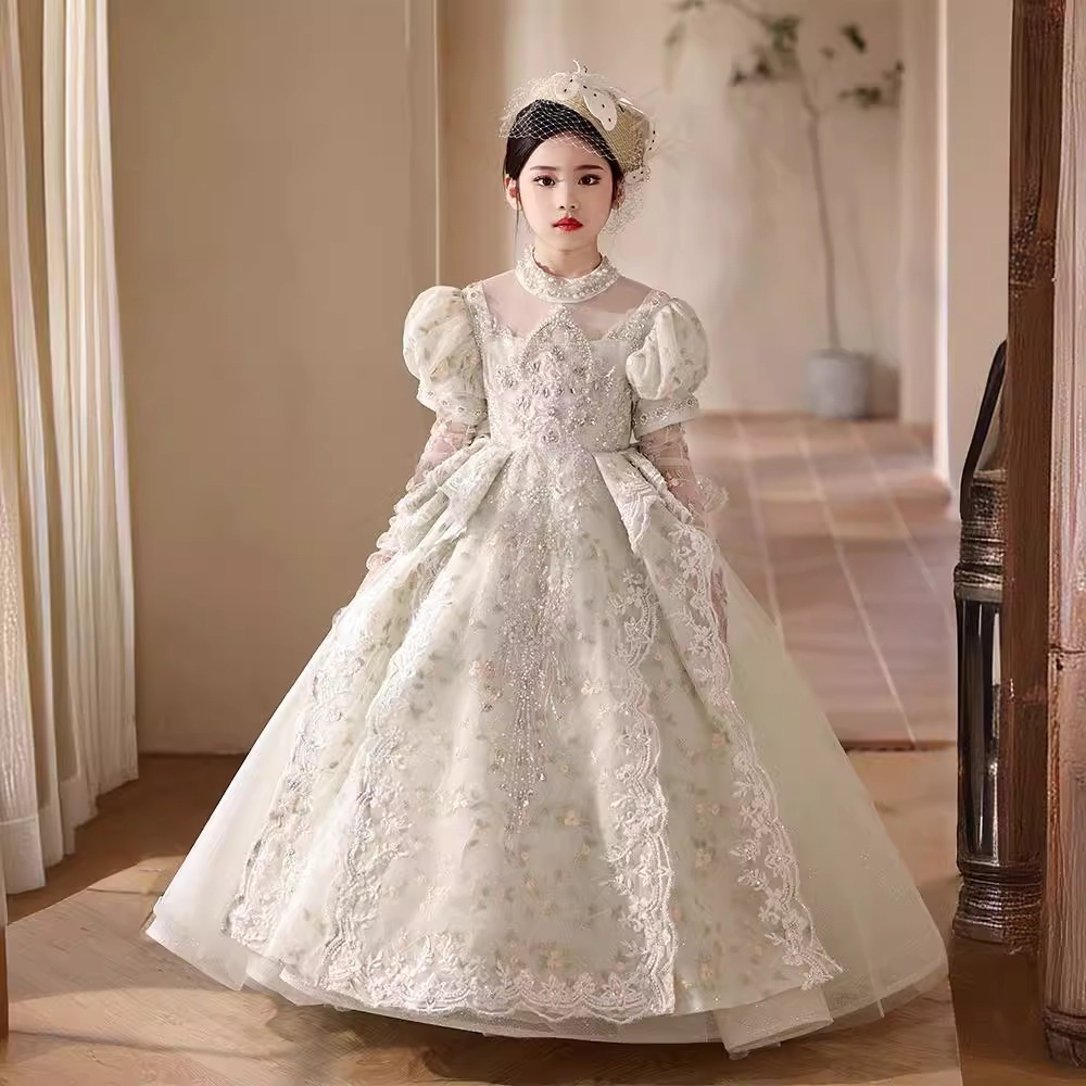 【2枚購入で 3oo円OFF】ガールホストドレス2025春重工業パフスリーブレトロピアノショー服