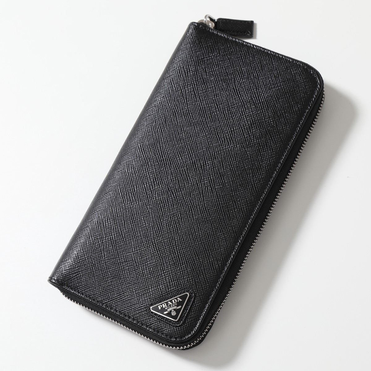 PRADA プラダ 長財布 2ML317 QHH F0002 メンズ サフィアーノレザー ラウンドファスナー トライアングルロゴメタル NERO