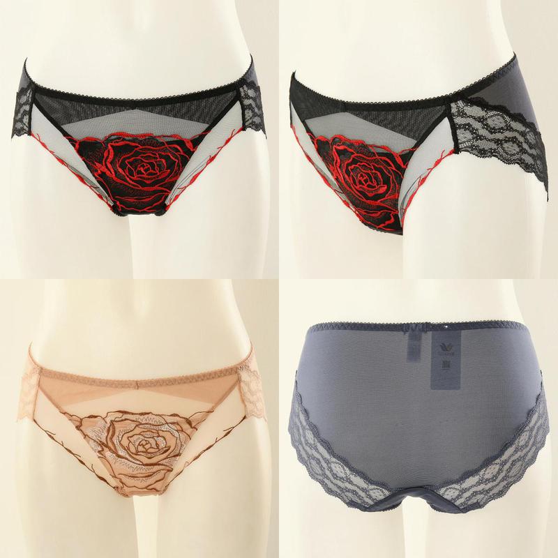 リボン刺繍女性バックレースパンティーSWPT2070ASG 8,292円