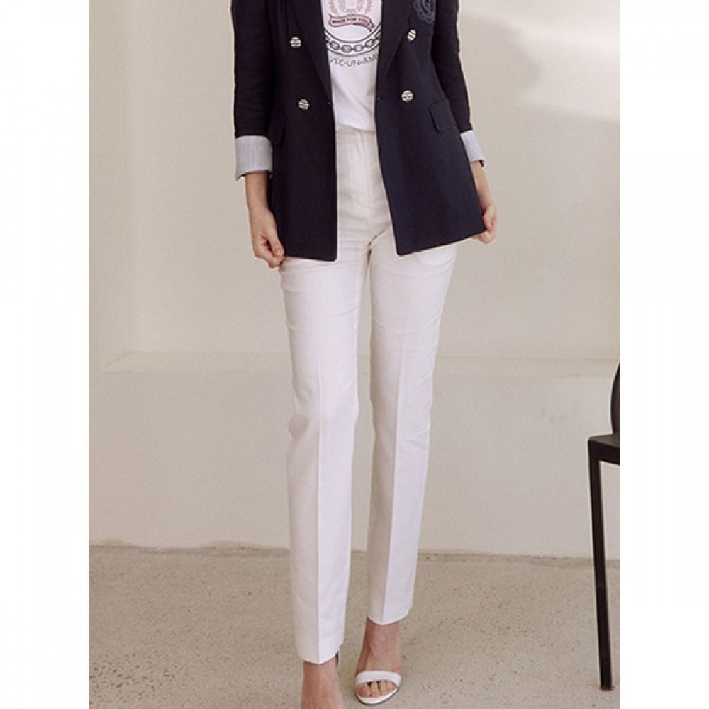 [クロコダイルレディ] ホワイトステッチバンディングストレートカットフィットパンツCLCMPT103 5,305円