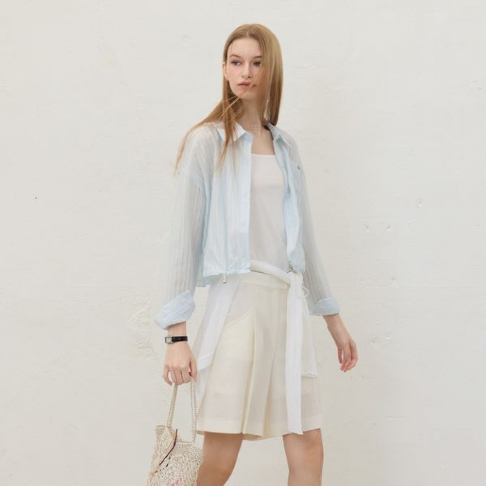 [リアーナニューヨーク] サマーストライプライトウェイトアウターウェア_パステルブルー