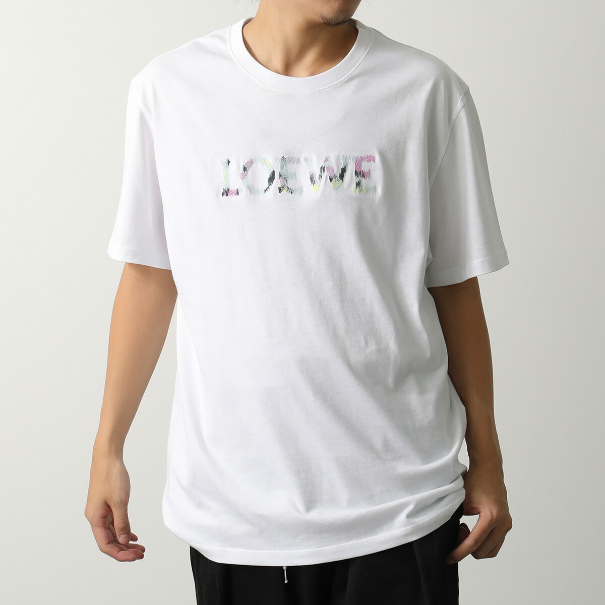 LOEWE ロエベ 半袖 Tシャツ H526Y22XCM メンズ ロゴ刺繍 クルーネック カットソー コットン H526Y22XCM2100