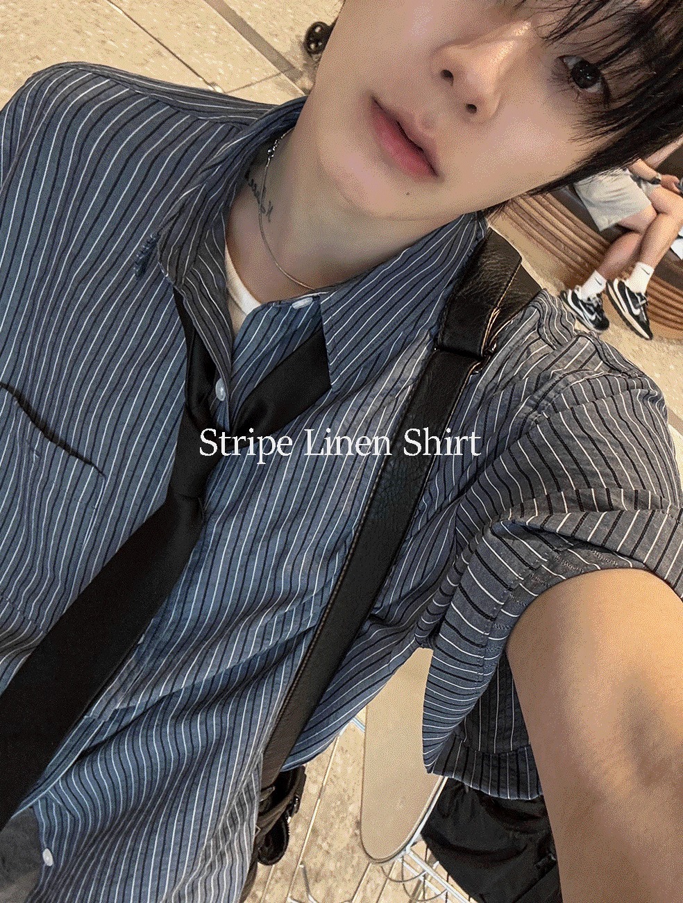 [COSYHARU公式]Ale Stripe Linen Short Sleeve Shirt