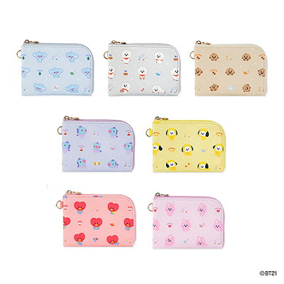 Qoo10 公式 Bt21 Baby パターンカードポケット ミニ財布 カードケース キーホルダー Bts 防弾少年団 Tata Cooky Chimmy Rj Koya Shooky Mang