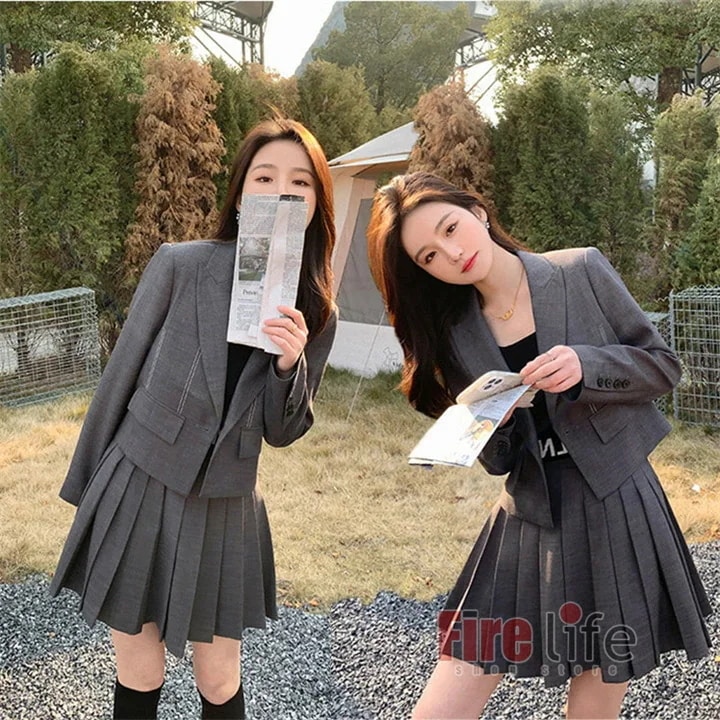 ダンスウェアセール 女の子 卒業式スーツ 卒服 JK制服 入学式スーツ グレー 2点セット 高校生 韓国 制服 フォーマルスーツ ブレザー ダンス衣装 ジャケット プリーツスカート 高校生 中学生 入