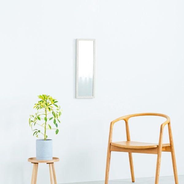 (4個セット)ウォールミラーdeco60(ホワイト/白) 木目 北欧風 鏡 姿見 高級感 木製 ドレッサー 玄関 トイレ 洗面 壁掛け モダン 韓国インテリア 業務用 NK-221