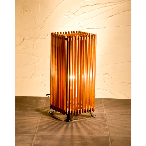 和風スタンドライト　行灯　廉（大） ren-L　高さ41cm　杉材と鉄の照明器具　LED電球対応