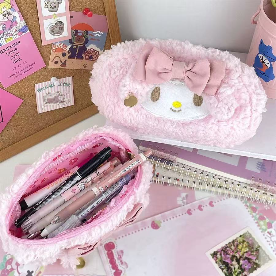 【20点セット】【急速出荷】新品 マイメロディふわふわ 学生文房具 筆箱 ペンポーチ メイクポーチ シンプル 化粧ポーチ 小物入れ持ち運び 大容量 多機能 ペンケース 収納ポーチ 卓上収納