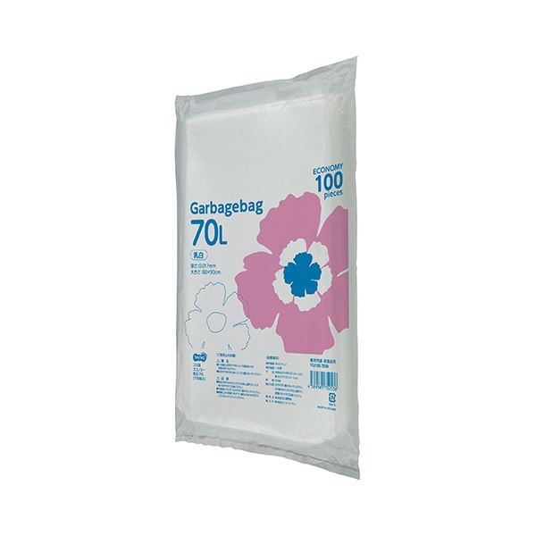 TANOSEE ゴミ袋エコノミー乳白半透明 70L 1セット(500枚:100枚×5パック)
