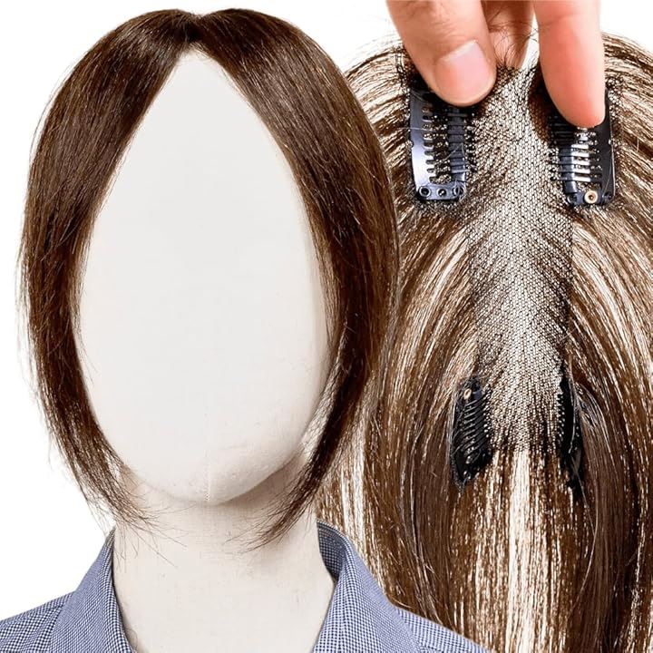 部分ウィッグ ヘアピース ポイントウィッグ 女性 レディース 人毛100% かつら 前髪ウィッグ ショート トップピース つむじ(前髪未カット(ナチュラルブラウン), 12x6cm) 7,610円
