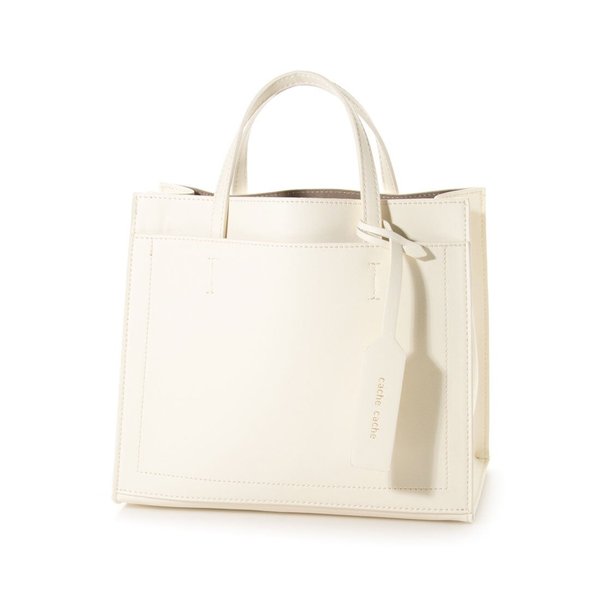 トートバッグ レディース バッグ カバン ショルダー 合皮 アイボリー 68890 IV フェイクレザー バック ななめがけ マチあり ファスナー付き 仕切り