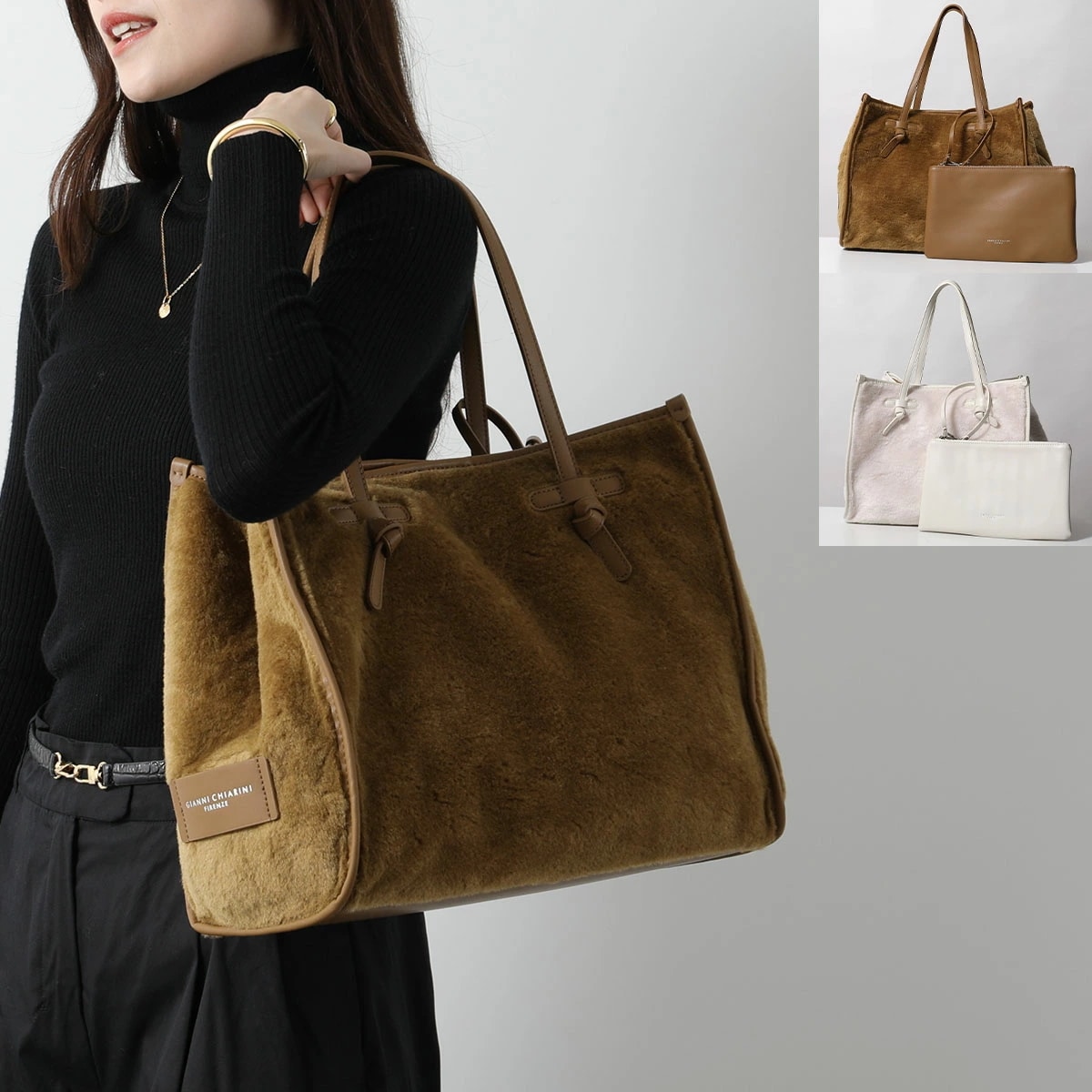 GIANNI CHIARINI ジャンニキアリーニ トートバッグ MARCELLA マルチェッラ BS 10670 TEDDY レディース テディベア ポーチ付き 鞄 カラー2色