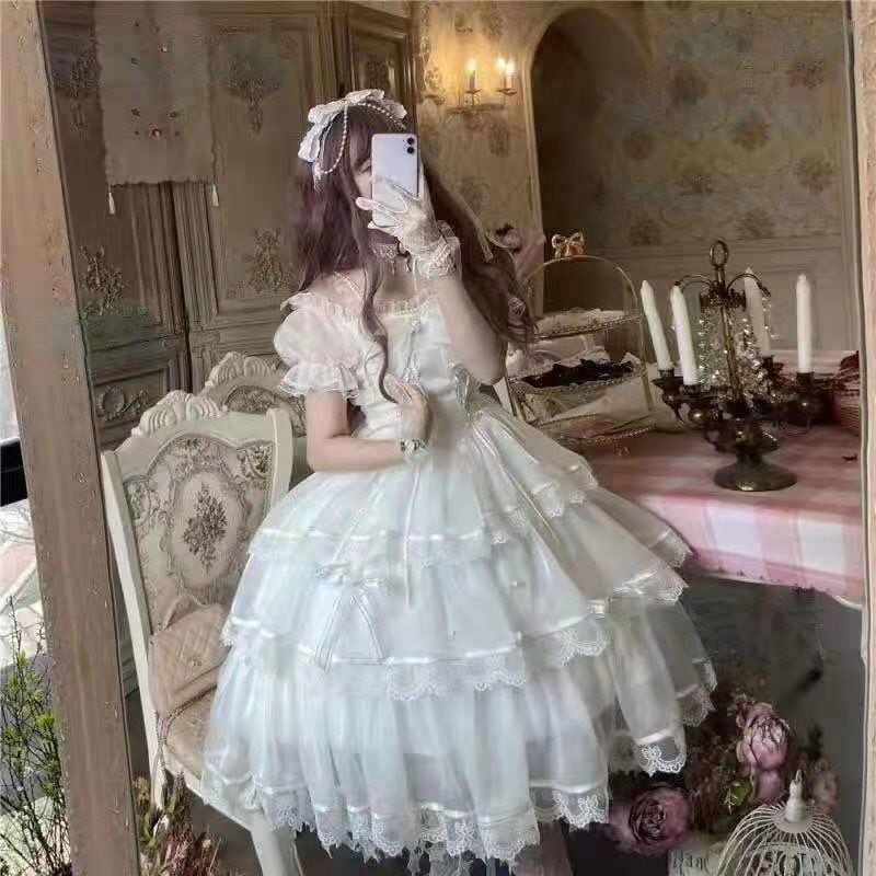 二次元 ロリータ花嫁プリンセススカート可愛いフレンチロリータワンピース 7,273円