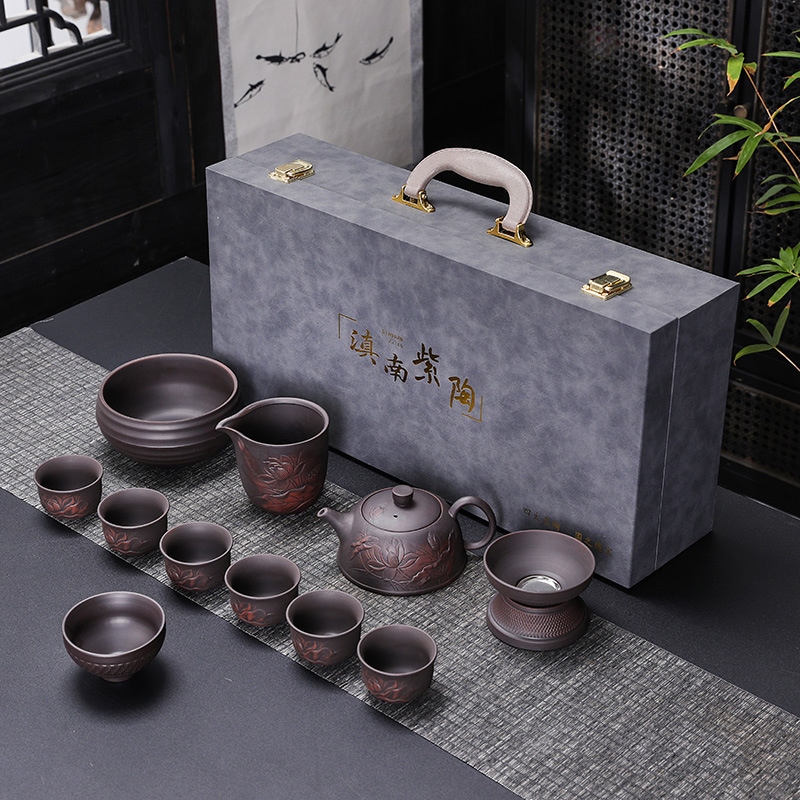 Zi Tao Kung Fu Tea Set Set Highend Tea Set Gifts Handlelief Anti-scalding Hand-bured Business Sute G