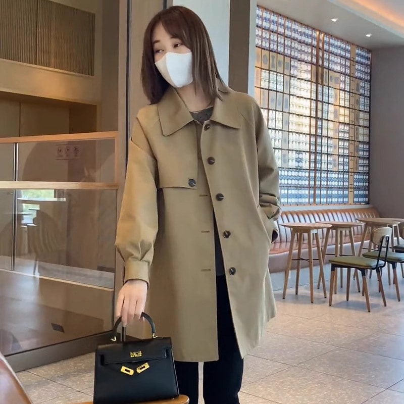 女性のためのヨーロッパのハイエンドコントラストカラーウインドブレーカー2025のスタイルルーズスリムスタイルワークジャケットトレンド