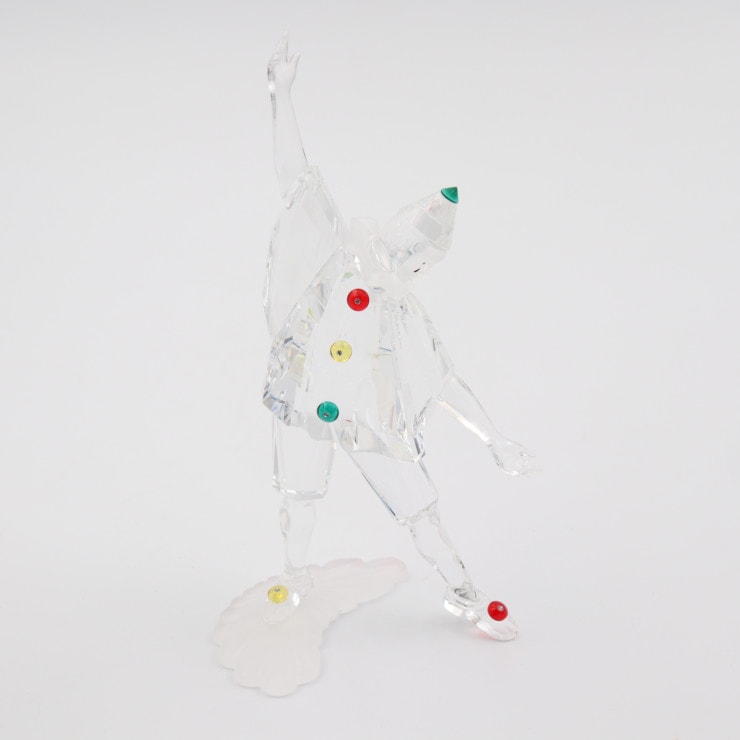 PIERROT ピエロ マスカレード インテリア 230586 クリスタルガラス クリア レッド イエロー グリーン 1999年 SCS会員限定品 オブジェ フィギュリン 置物【本物保証】