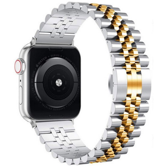 Apple Watch 9 8 7 SE ストラップ メタル ツートン ジュビレ バンド 紐 WBA-0706 SILVER + GOLD
