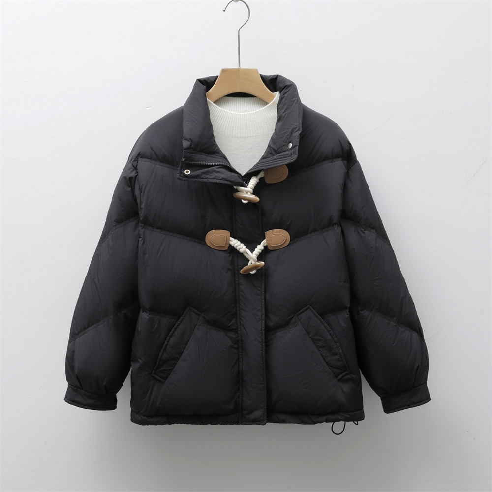 新しい冬用ショートルーズコーデュロイパファージャケットスタンドカラーダッフルコートレディースダウンジャケット