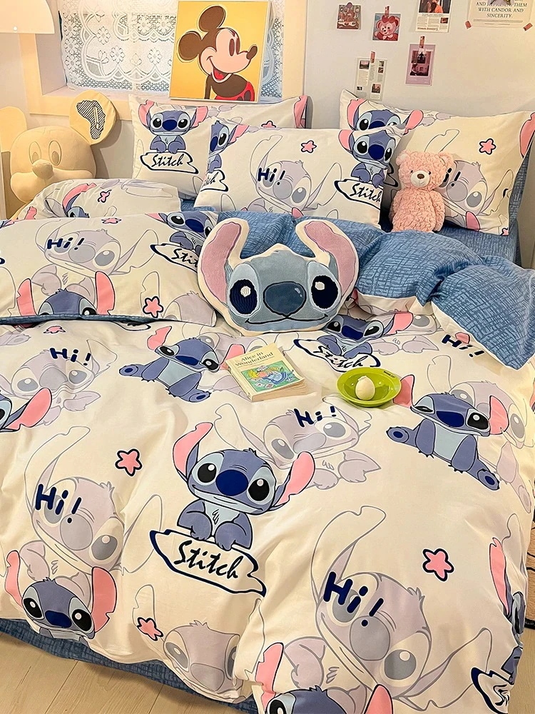 綿子供用ベッド4点セット 純綿ステッチ掛け布団カバーシーツ寝具 4,876円